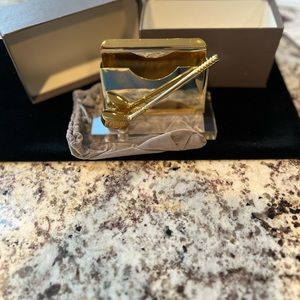 Eagle Gold Plated Lucite Golf Ball Business Card Holder Brand New